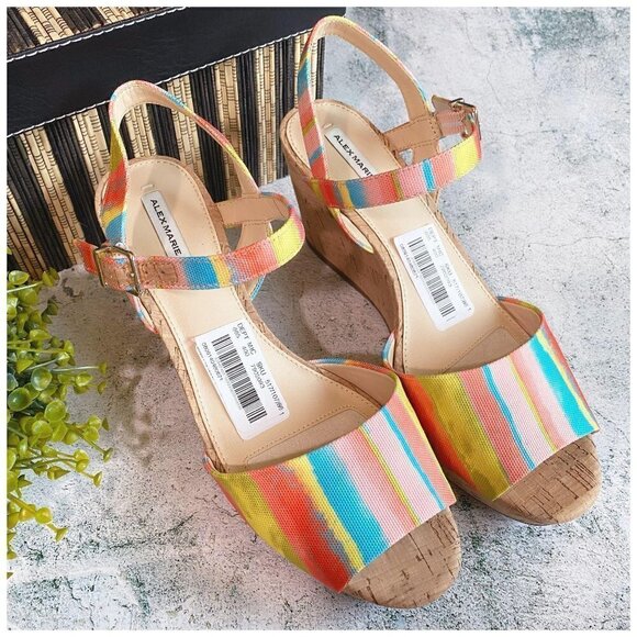 Alex Marie NWT Wedge Sandal Colorful Rainbow Platform Comfort Women's SZ 8M NEW - Picture 3 of 10